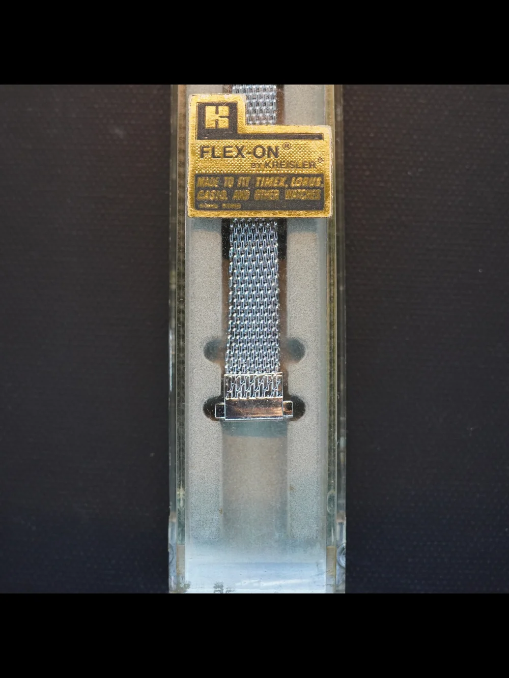 NOS Flex-On by Kreisler Silver Mesh Watch Band 9mm to 11mm Vintage USA